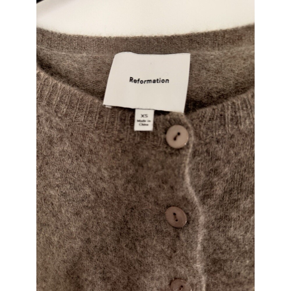 Reformation Cacao Brown Clara Cashmere Crew Women’s Cardigan Size XS - Picture 7 of 8
